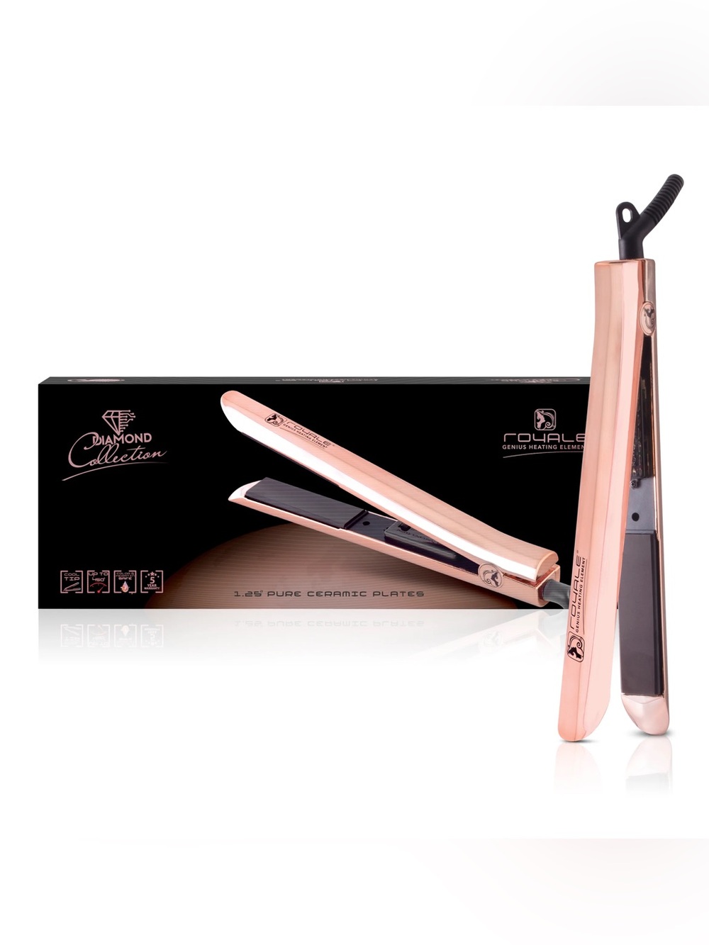 Rose Gold Royale Genius Heating Element 1.25” Hair Straightener Flat Iron